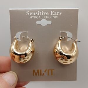 MIXIT Gold Tone Dome Hoop Earrings | Hypoallergenic